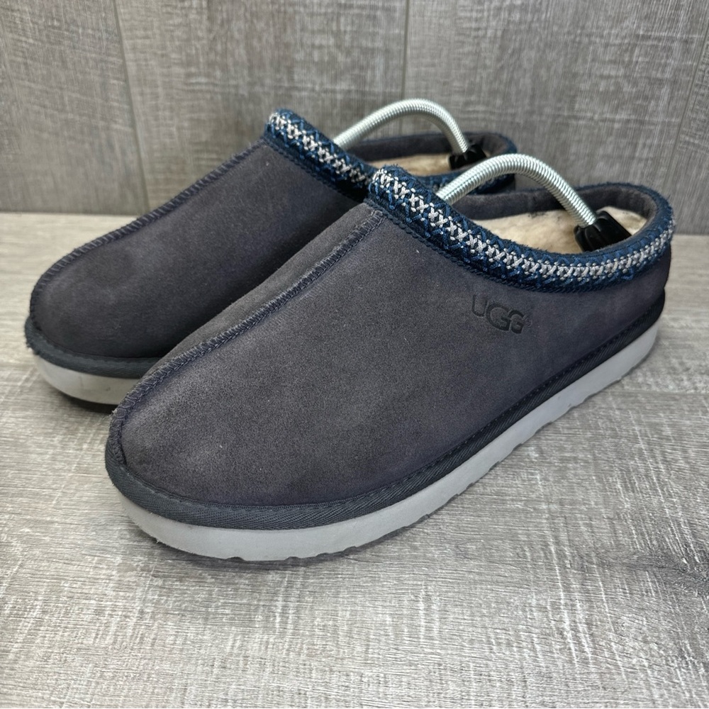 UGG Tasman Men's Slippers Size 12 Blue Suede Sheepskin Slip On Loafers Shoes